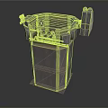 Industrial Metallic Equipment With Pipes Valves Upper Structure And Square Base