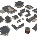 Ancient Chinese Architecture Models Featuring Traditional Pagodas Courtyards And Classic Roofs