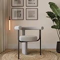 Modern Dining Chair With Fabric Upholstered Seat And Metal Frame Near Green Plant