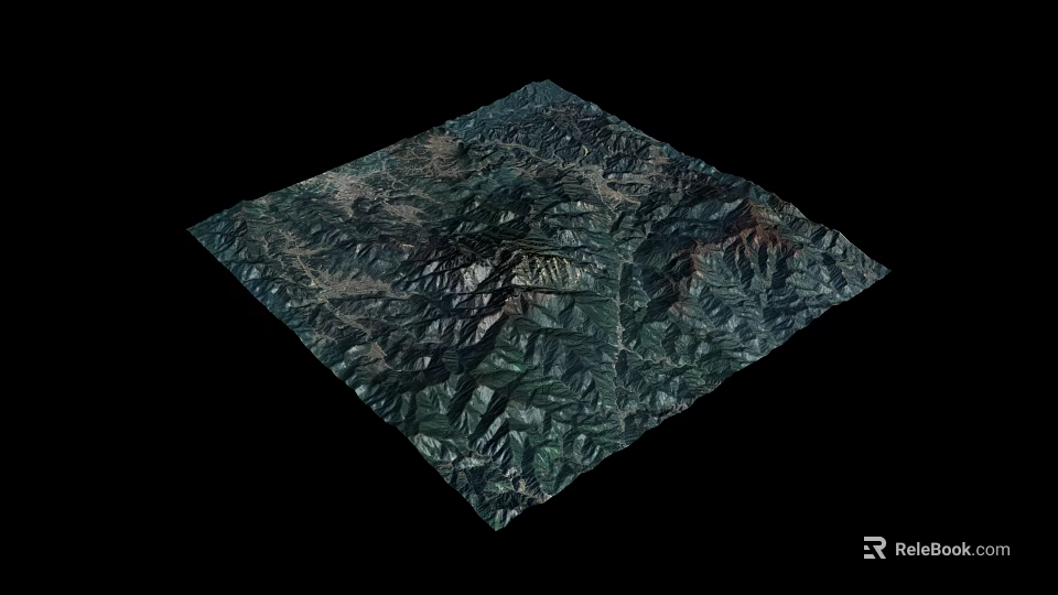 Detailed 3D Terrain Model Showing Mountain Landscape With Green And Brown Topographic Features 3d model 