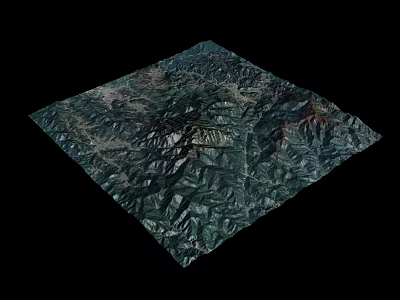 Detailed 3D Terrain Model Showing Mountain Landscape With Green And Brown Topographic Features 3d model