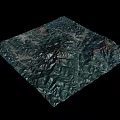 Detailed 3D Terrain Model Showing Mountain Landscape With Green And Brown Topographic Features