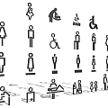 Public Facilities Signage Including Men Women Accessible Restrooms Baby Care And Pantry