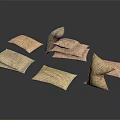 Practical Brown Paper Bags As Household Items Folded And Standing Designs 3d model