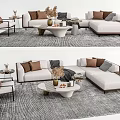 Modern Sofa and Coffee Table Set With Decorative Pillows Textured Rug and Side Table 3d model