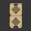 Golden Stacked Decorative Cube With Diamond Pattern Textured Surface And Black Circular Top