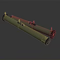White Tubular Dual Barrel Military Weapon Featuring Parallel Barrels And Mounting Brackets
