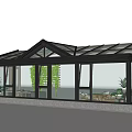 Modern Glass Sunroom Design With Glass Roof Windows Tables And Plants