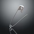 Silver Metal Safety Pin With Reflective Surface On Dark Background 3d model