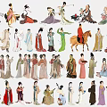 Group of People in Ancient Traditional Costumes With Diverse Historical Styles And Various Poses