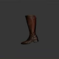 Brown Tall Leather Boots With Red Interior And Classic Buckle Detail