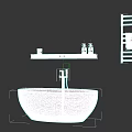 Bathroom Accessories With Modern White Bathtub Black Shelf Toiletries And Towel Rack