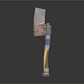 Modern Transparent Blade Axe Featuring Yellow And Blue Handle With Metal Parts