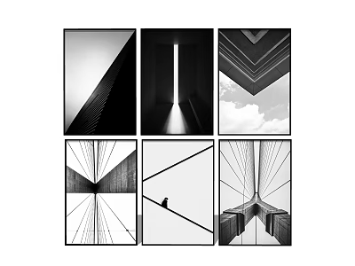 Black and White Geometric Architecture Photography Collage With Abstract Compositions 3d model
