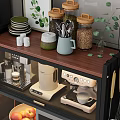 Modern Kitchen Side Cabinet With Glass Shelves Microwave Storage Fruit And Kitchen Utensils