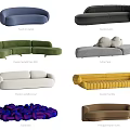 Irregular Shaped Sofas With Curved Modular Soft Pod And Wavy Stripe Styles 3d model