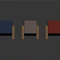 Modern Blue Gray Red Upholstered Chairs With Wooden Arms And Legs