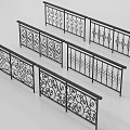 Wrought Iron Railings With Ornate Scroll Designs And Various Decorative Patterns 3d model