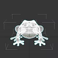 Green Aquatic Frog With Large Eyes And Orange Feet 3D Illustration