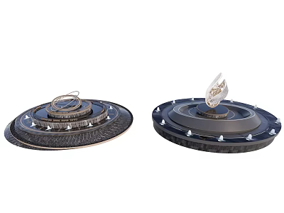 Outdoor Garden Ornaments With Circular Base And Decorative Spiral Leaf Structures 3d model