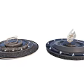 Outdoor Garden Ornaments With Circular Base And Decorative Spiral Leaf Structures 3d model