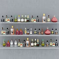 Liquor Rack With Multiple Shelves Displaying Different Types Of Alcohol Bottles