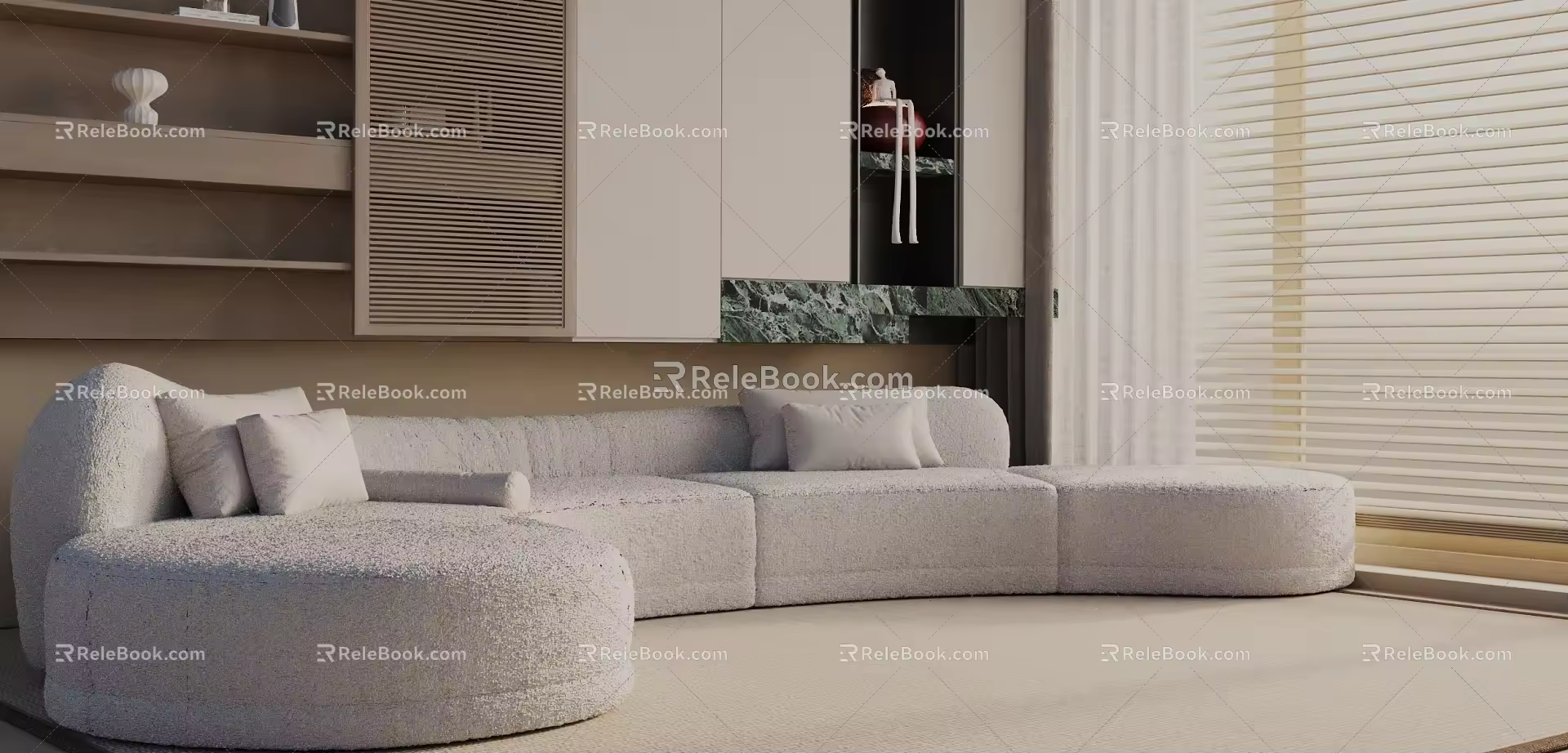 Modern three-seat sofa 3d model
