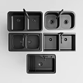 Modern Black Kitchen Sinks with Multiple Double Bowl and Single Bowl Designs 3d model