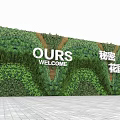 Decorative Green Plant Wall With OURS Welcome Sign And Secret Garden Design