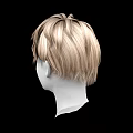 Game and Movie Character 3D Head Model With Blonde Short Layered Hair and White Face