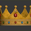 Golden Decorative Crown With Colorful Gemstones And Spherical Ornaments For Home Use