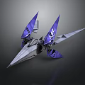 Futuristic Mechanical Sci Fi Device With Purple Wings And Geometric Metallic Sharp Design