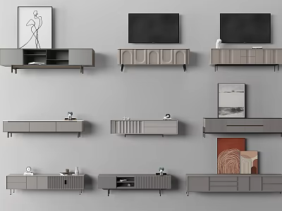 Modern TV Stand Collection With Various Designs Drawers Cabinets And Open Shelves 3d model