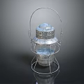 Vintage Silver Metal Outdoor Lantern with Perforated Design Handle and Garden Use