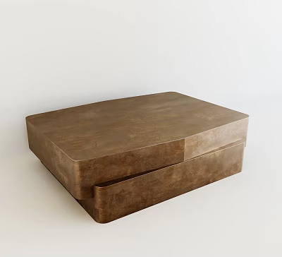 Brown Wooden Coffee Table With Drawer And Smooth Modern Design 3d model