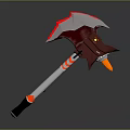 Decorative Spiked Axe Design With Red White Head And Silver Red Black Handle