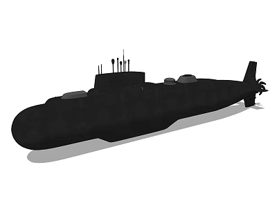 Black Military Submarine with Antennas and Sleek Hull Design 3d model