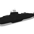 Black Military Submarine with Antennas and Sleek Hull Design
