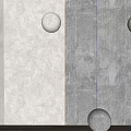 Textured Gray Wall with Vertical Light Strips Circular Decor Floor Spheres and Side Plant