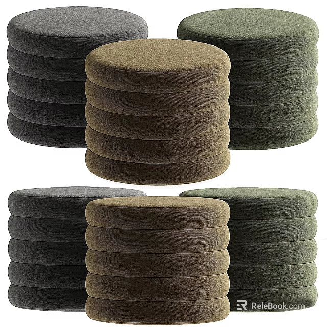 Velvet Stackable Ottoman In Brown Green Gray For Living Room Furniture Decor 3d model 
