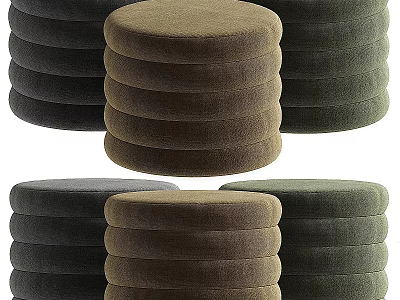 Velvet Stackable Ottoman In Brown Green Gray For Living Room Furniture Decor 3d model