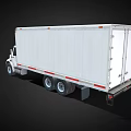 White Refrigerated Cargo Truck With Cab Long Trailer And Red Stripes