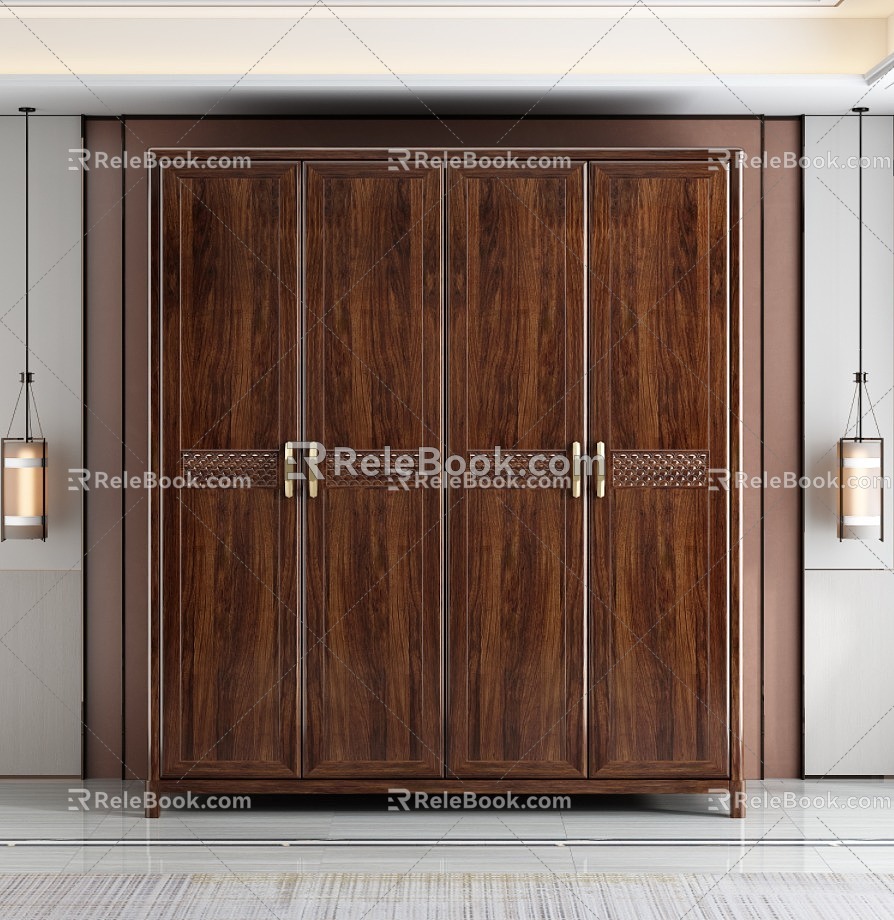 New Chinese Style Bedroom Wardrobe 3d model