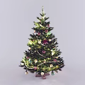 Festively Decorated Christmas Tree With Colorful Ornaments String Lights And Beads