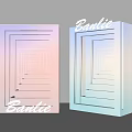 Barbie Themed Photo Spot With Pastel Gradient Layered Tunnel Design And Two Rectangular Boxes 3d model