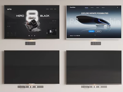 Sleek Wall Mounted TV With Black Screen And Modern Content Display Interface 3d model