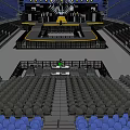 Sports Stadium Interior Featuring Fitness Event Stage Audience Seats And Large Screens