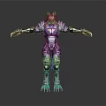 Wolf Headed Humanoid Mechanical Armor Figure With Silver Metallic Claws And Armor