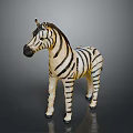 Detailed Standing Zebra Model With Black White Stripes And Glossy Reflective Base 3d model