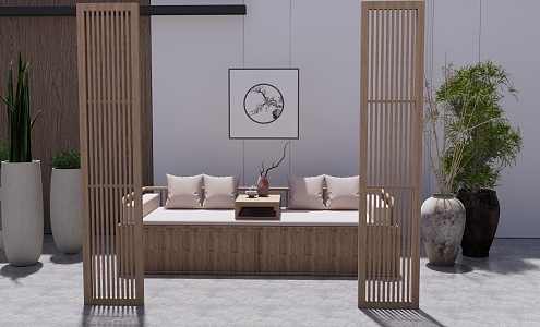 New Chinese-style Lohan Bed 3d model